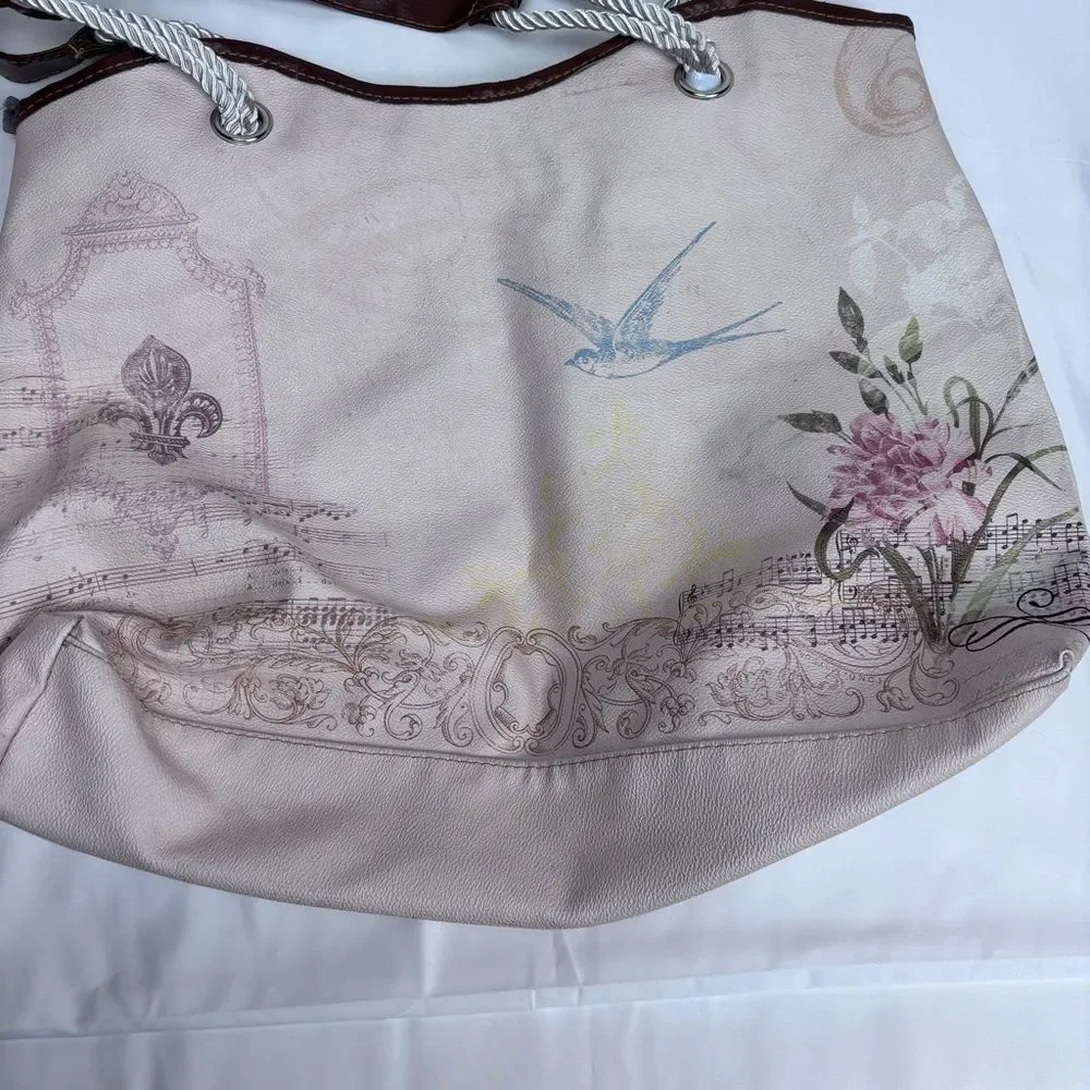Floral Tote Bag - Cream and Pink. Excellent condition